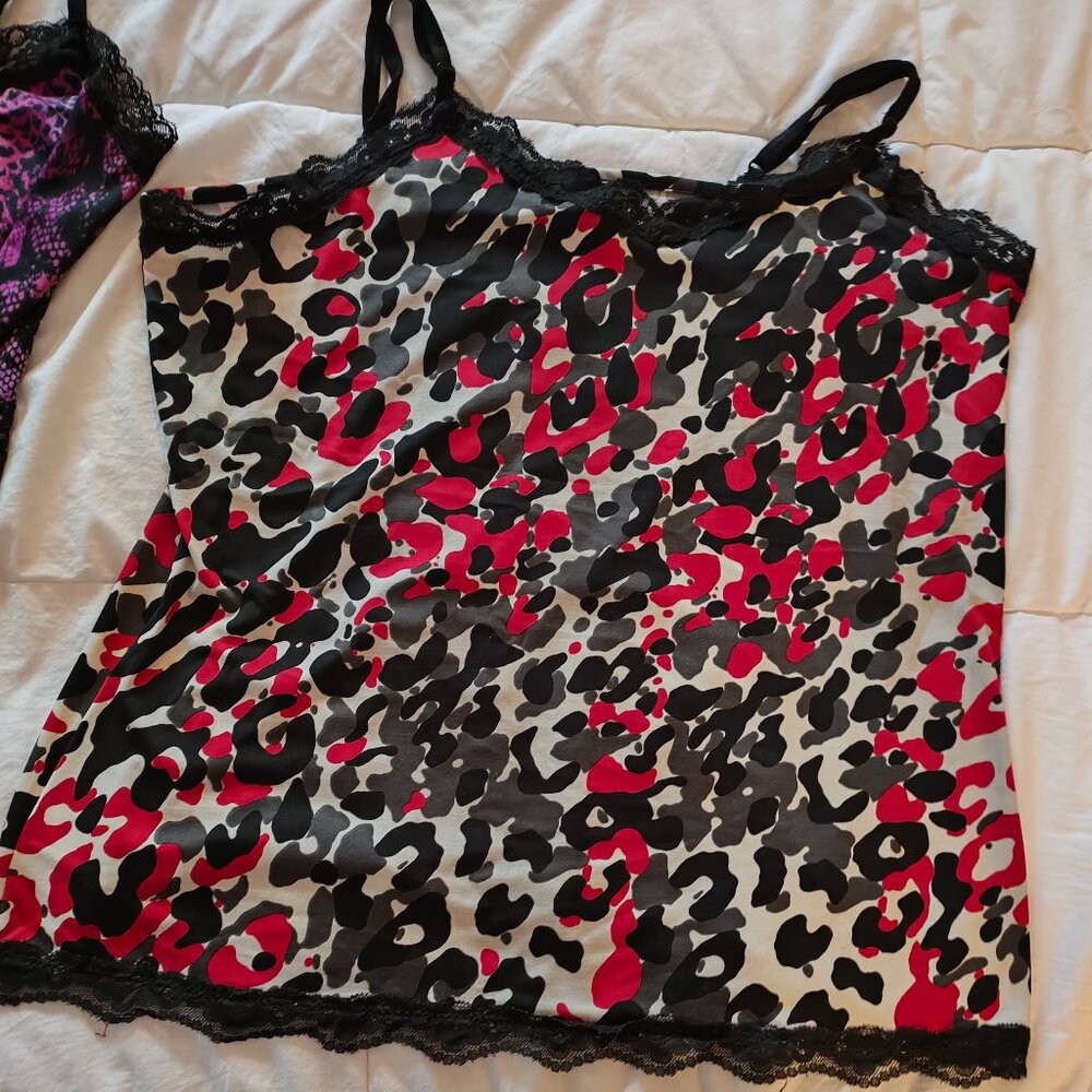 FASHION BUG camisole /Tank Top  shirt 1X Lace Black Red White